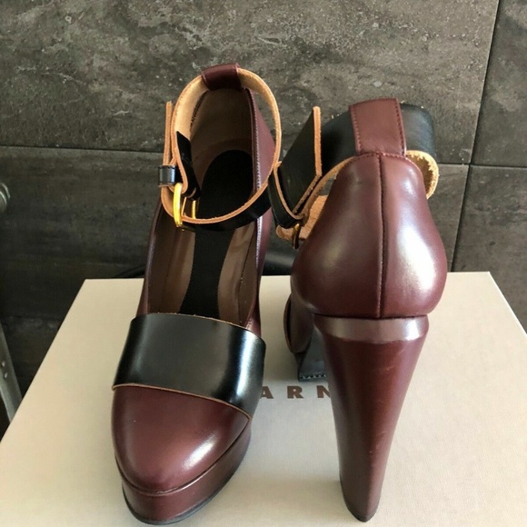 Marni brown ankle strap 5" heel pumps size 37 made in Italy - Picture 9 of 10